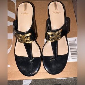 Sam Edelman Black and Gold Sandals